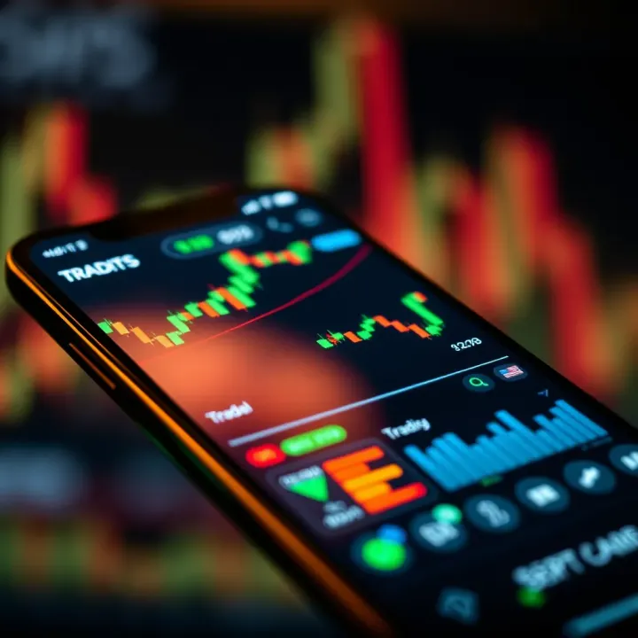 User interface showcasing essential trading tools and charts on a mobile app