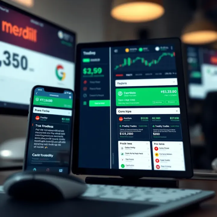 Side-by-Side Comparison of Popular Trading Apps Comparison of multiple trading platforms with pros and cons displayed on a digital screen