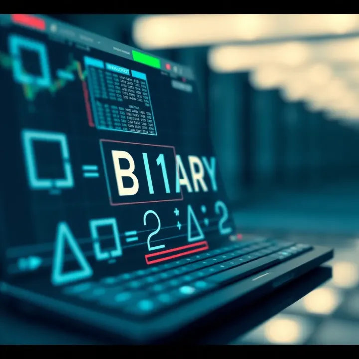 Diagram showing binary concept applied in language and technology contexts