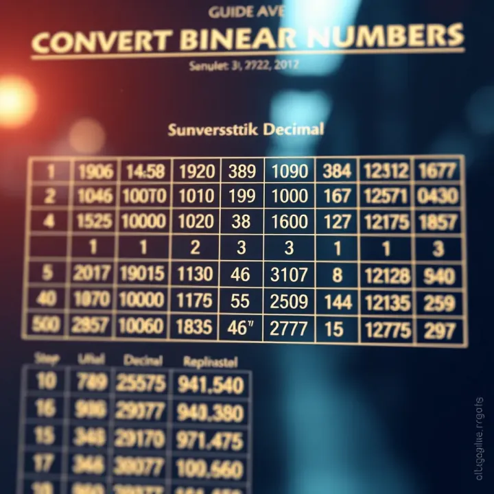 Chart showing conversion between binary and decimal numbers with explanations for each conversion step