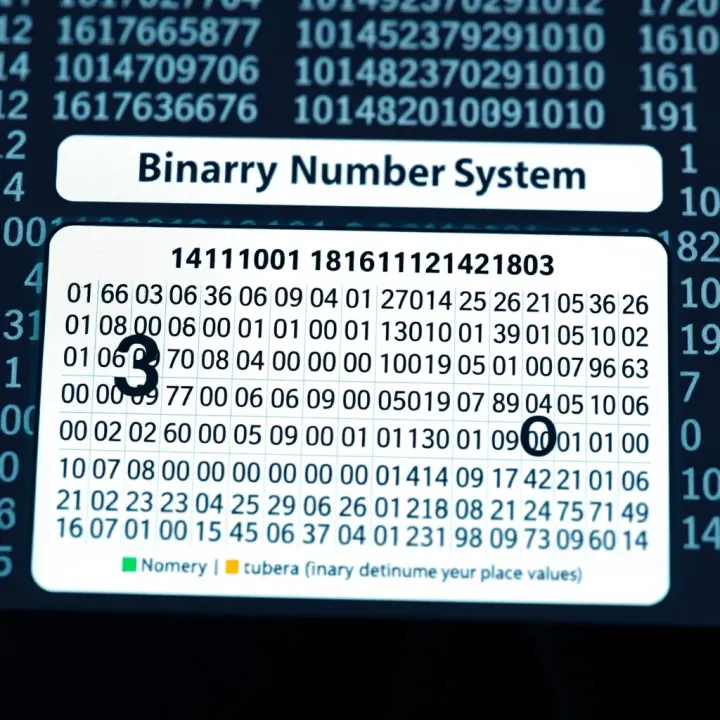 Overview of Binary Number System Place Values Diagram illustrating the binary number system with place values displayed