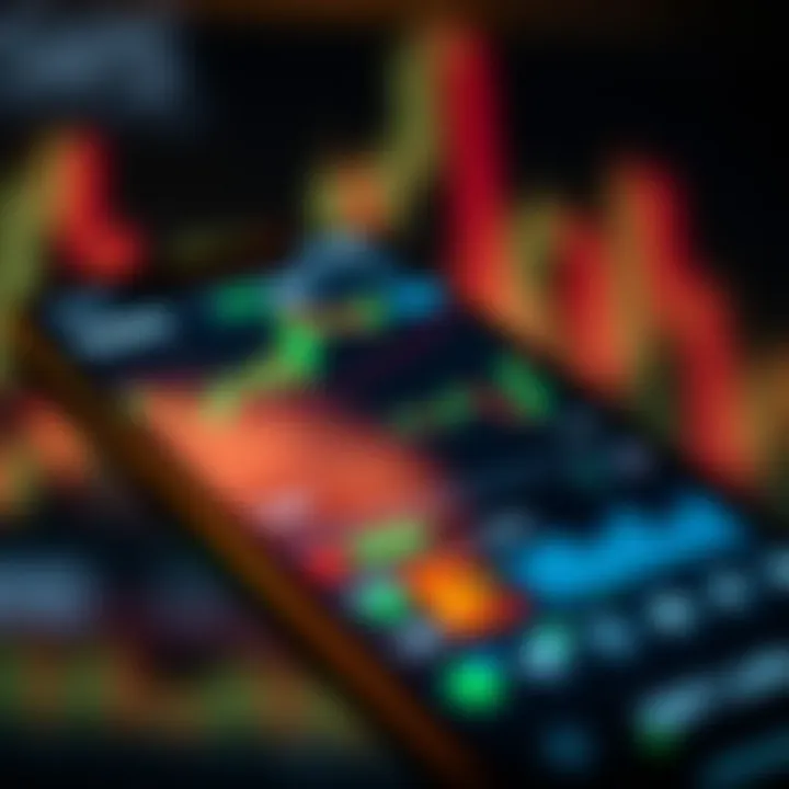 User interface showcasing essential trading tools and charts on a mobile app