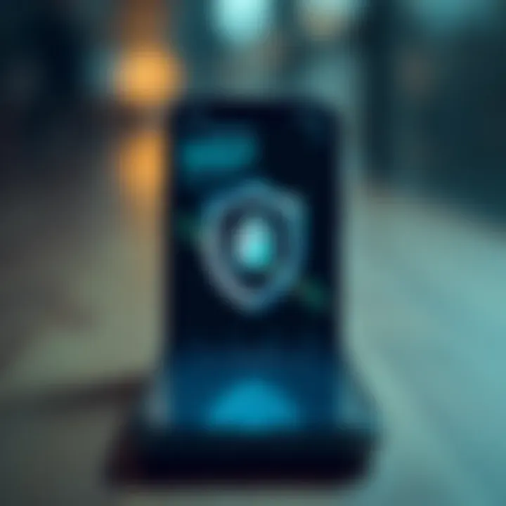 Security shield icon overlaid on a smartphone representing secure crypto trading