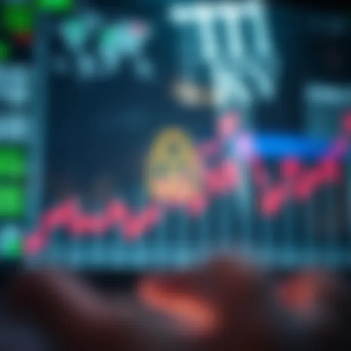 Illustration of a secure trading environment with regulatory symbols and upward market graph