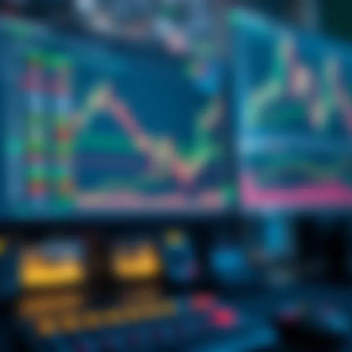 User interface of a forex trading platform displaying charts and market analysis tools