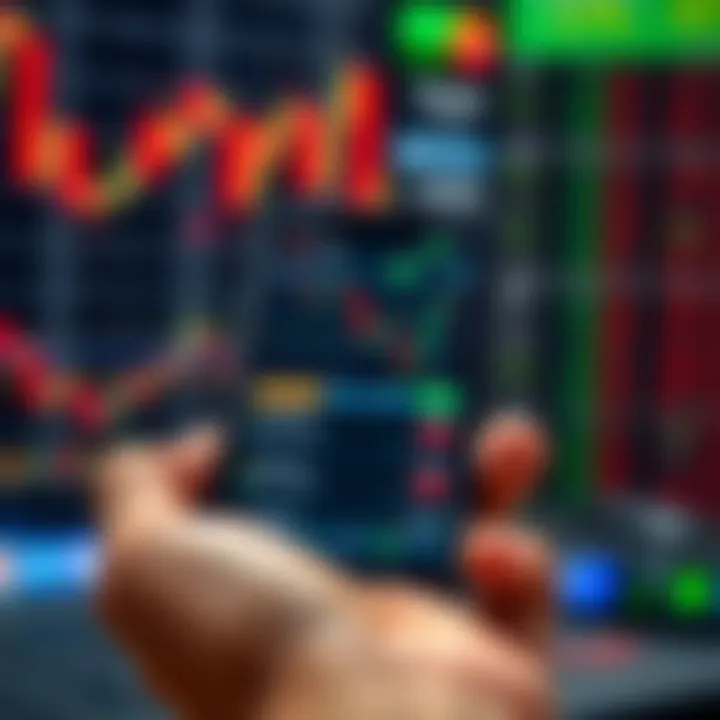 Mobile phone screen showing cryptocurrency trading options with real-time market data