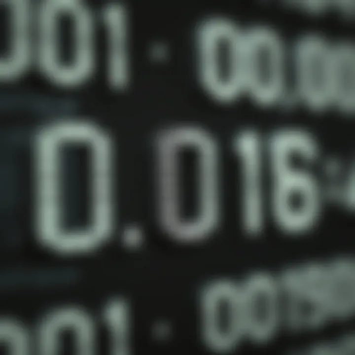 Visual representation of a binary number grouped into sets of three digits