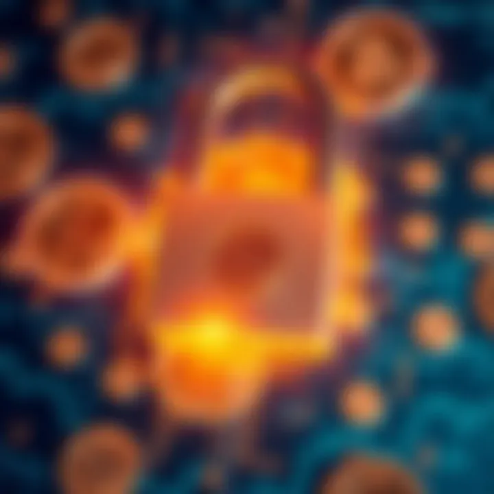 Secure digital lock overlay on a background of cryptocurrency symbols representing protection