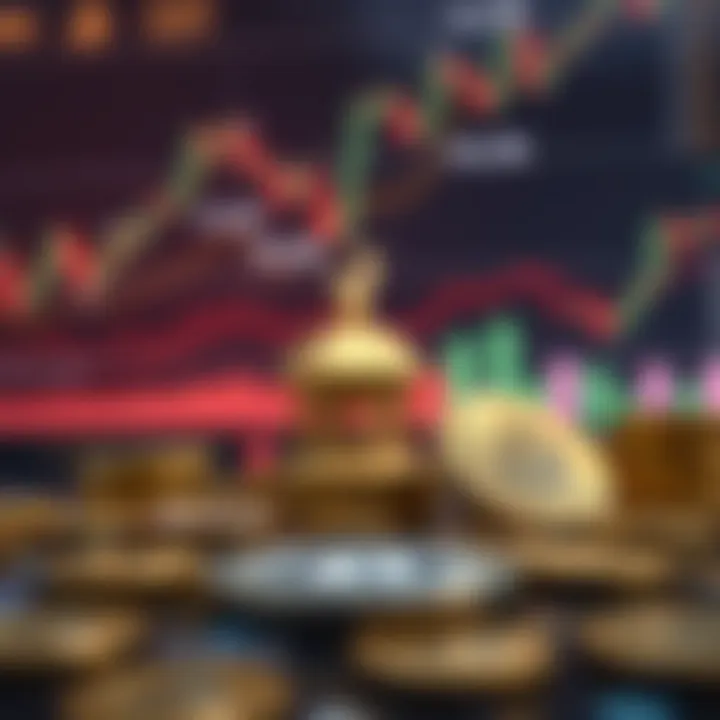 Abstract representation of Islamic finance concepts with cryptocurrency symbols and financial charts