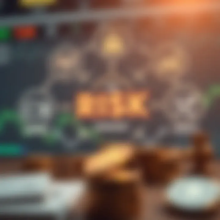 Visual representation of risk management concepts with icons for security, strategy, and regulation