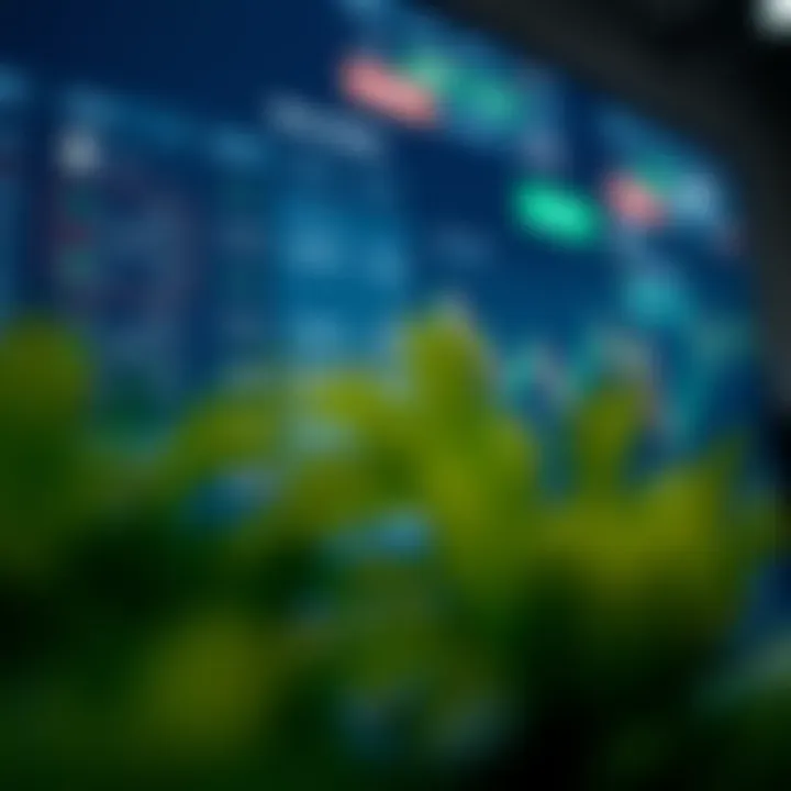 Illustration of a digital trading platform interface displaying asset selection and trade outcome options