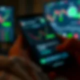 Mobile phone screen displaying Forex trading charts and WhatsApp group chat with trading tips