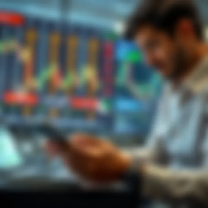 Illustration of a person reviewing forex trading account details with regulatory symbols of Pakistan