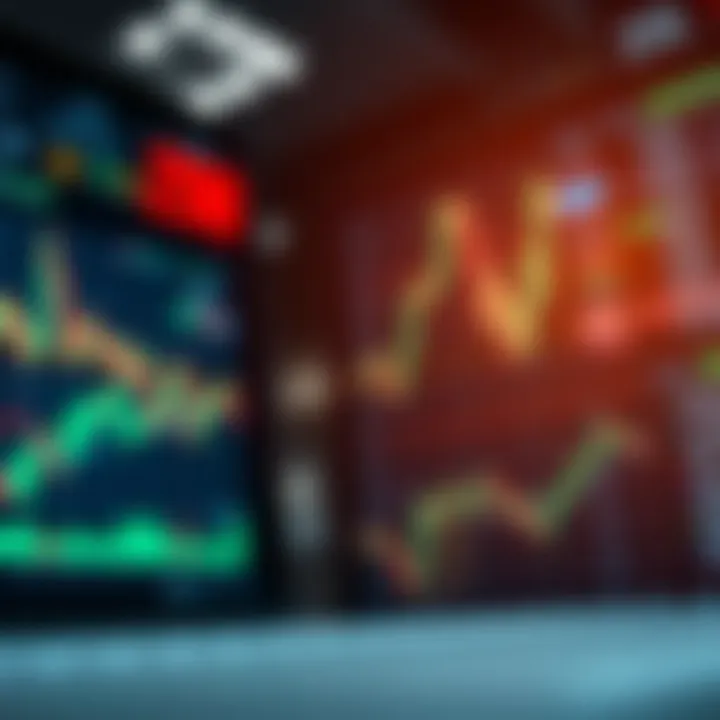 Illustration of forex market charts and currency symbols representing trading activities