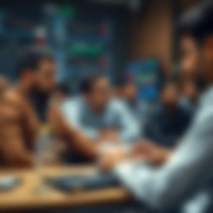 Classroom setting with students learning forex trading concepts and strategies
