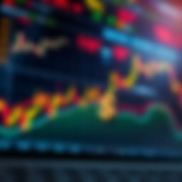 Illustration showing Forex market charts and currency symbols representing trading activities