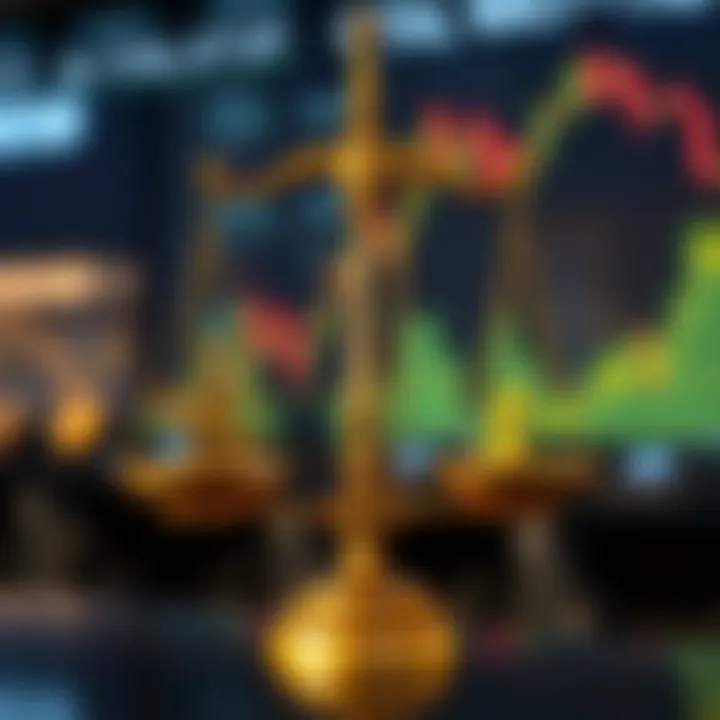 Scales balancing Islamic finance principles and currency symbols