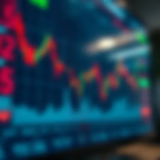 Graph displaying fluctuating currency exchange rates on a digital trading platform screen