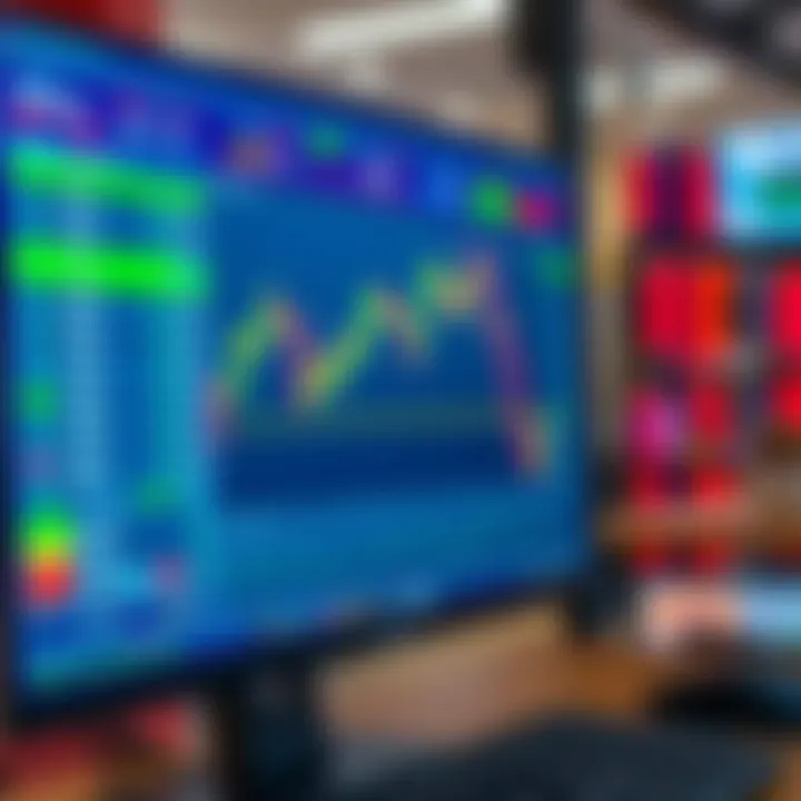 Computer screen displaying forex trading platform with risk management tools and broker selection options