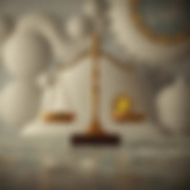Islamic finance principles represented by traditional scales and digital currency symbols