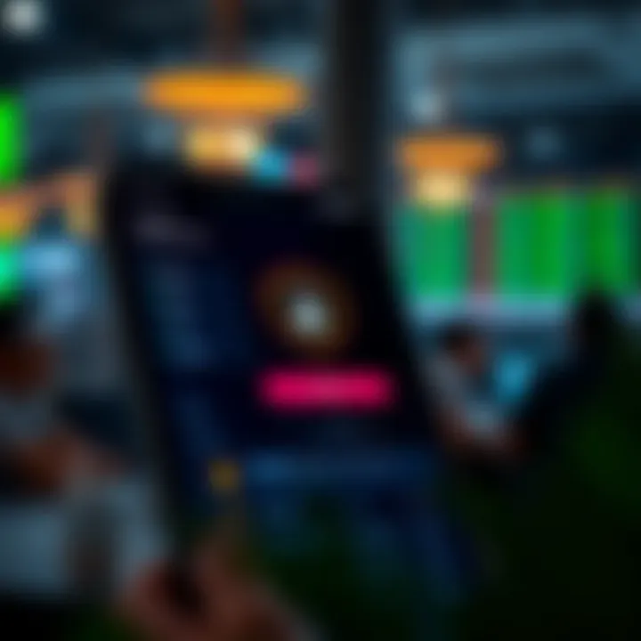 Secure login screen of a digital stock trading application with biometric authentication options