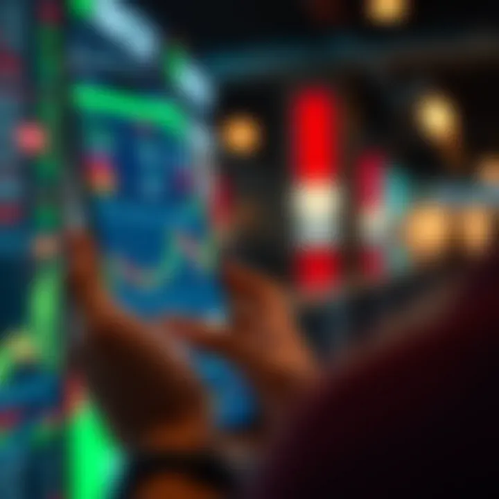 User interacting with a mobile trading platform displaying stock market charts and portfolio details