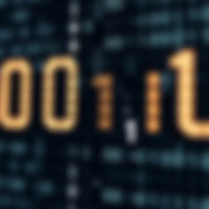 Diagram illustrating the binary number system with digits zero and one representing digital data