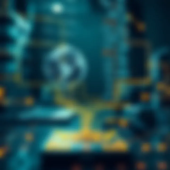 Visual representation of digital devices connected within a technological ecosystem highlighting binary data flow