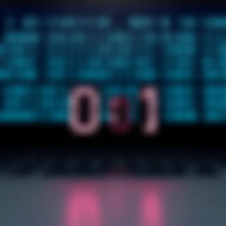 Illustration of binary digits zero and one representing digital code