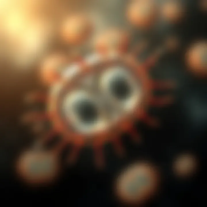 Binary Fission in Amoeba: Division Illustration Diagram showing the division of an amoeba into two separate cells through binary fission