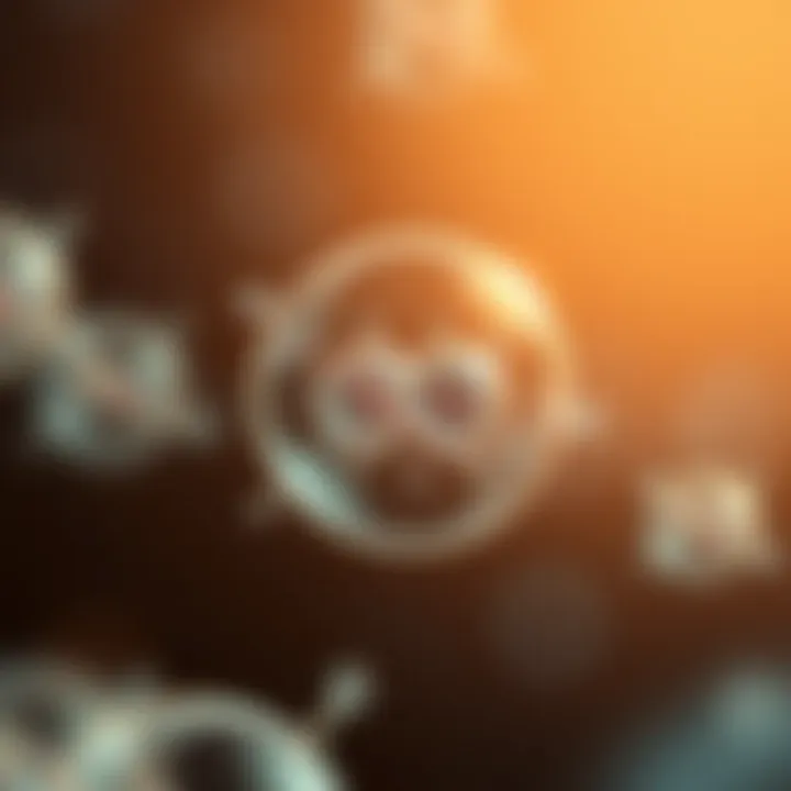 Diagram illustrating a unicellular organism undergoing binary fission with its genetic material duplicating and the cell dividing into two distinct cells