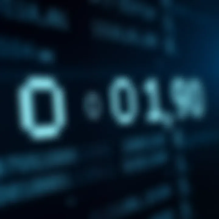 Diagram showing the binary digits zero and one representing computer data