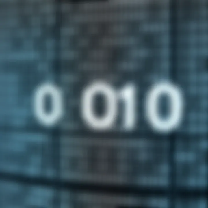 Diagram illustrating the binary number system with zeros and ones arranged in a grid pattern