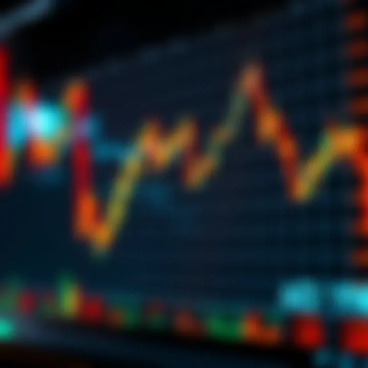 Graph showing currency exchange rates fluctuation in forex market
