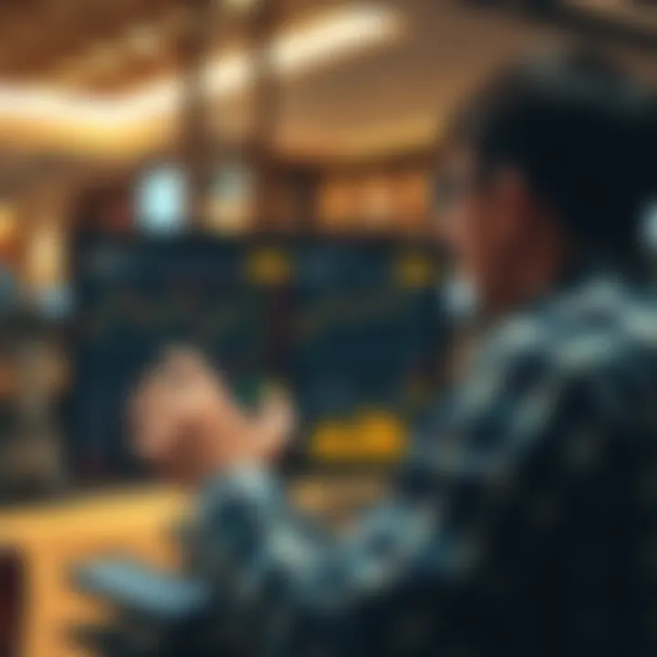 Digital Platform for Gold Trading in Pakistan User interacting with a digital platform for gold trading showing market data and trading options