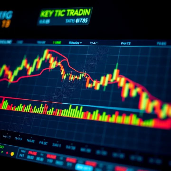 Illustration showing key technical chart patterns such as head and shoulders, double tops, and triangles on a stock price graph
