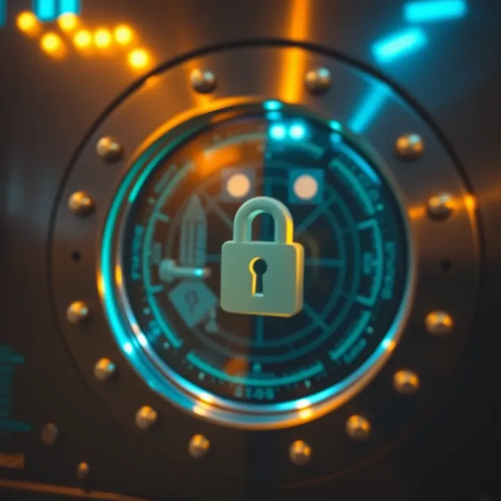 Enhanced Security Features for Cryptocurrency Protection Secure digital vault symbolizing protection of crypto assets with blockchain security elements