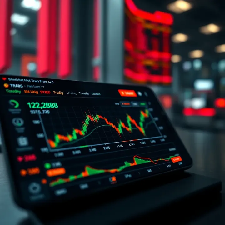 Dashboard of a real trading app showing stock prices and forex rates on a mobile device