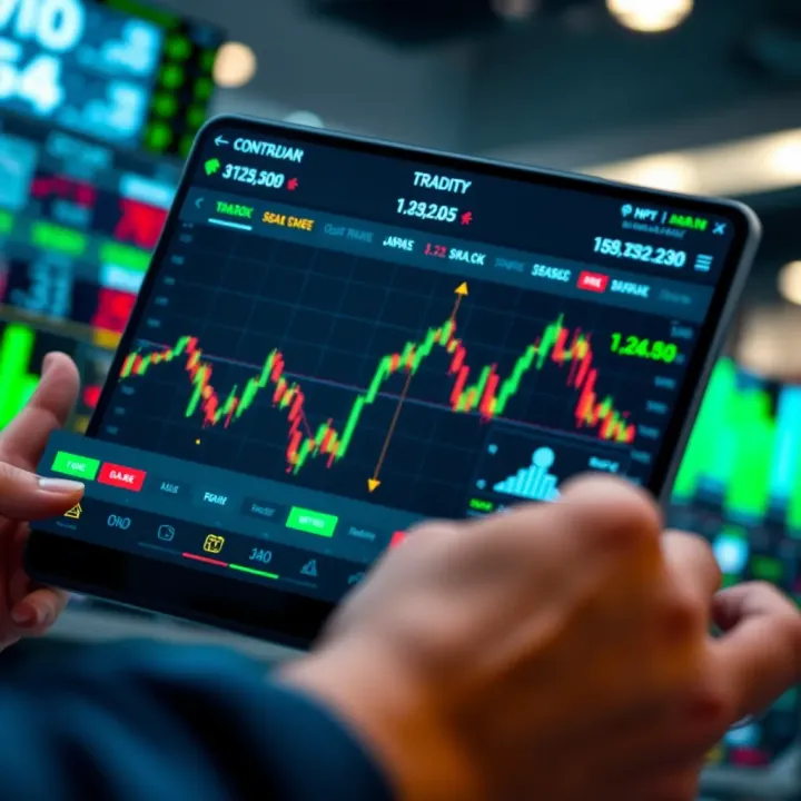 User interface of a popular online trading app in Pakistan showing market data and trading options