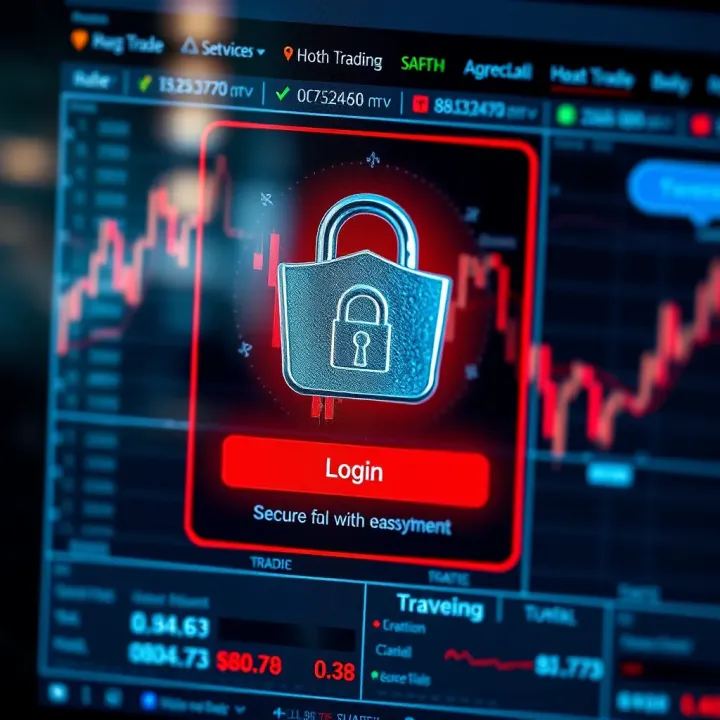 Secure login screen emphasizing encryption and data protection for online trading platforms