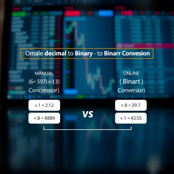 Diagram comparing manual calculation of decimal to binary conversion with the use of digital converters