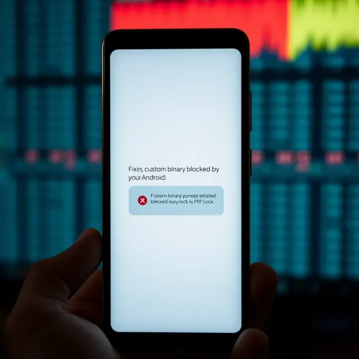 Android device displaying an error message about custom binary blocked by FRP lock