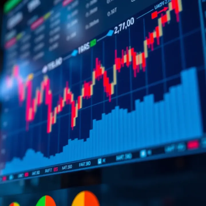Graph showing upward and downward market trends for binary trading