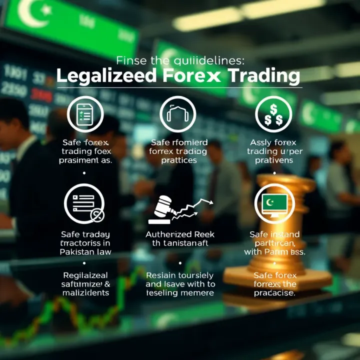 Graphic depicting safe forex trading practices and authorized platforms under Pakistani law