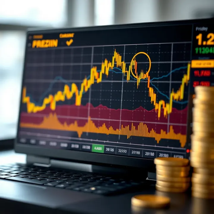 Graph illustrating gold price fluctuations in forex trading market