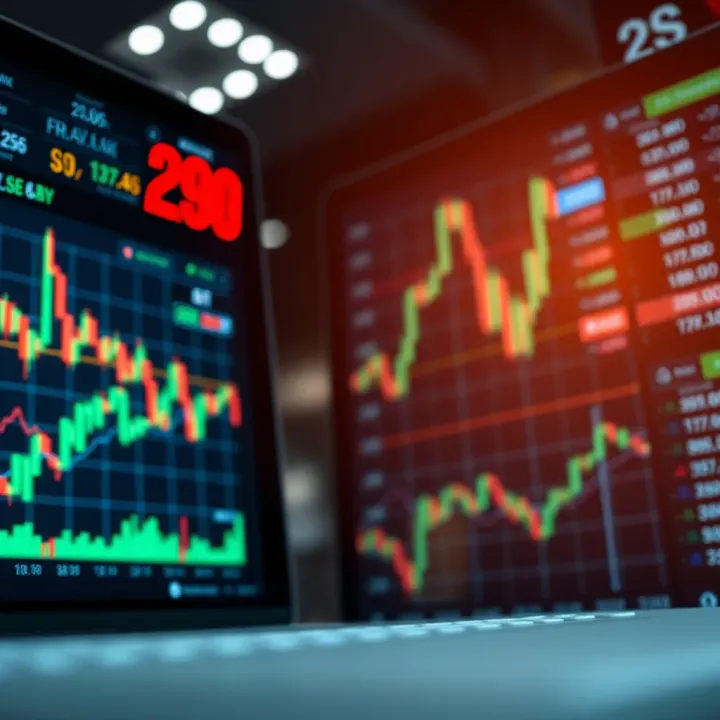 Illustration of forex market charts and currency symbols representing trading activities