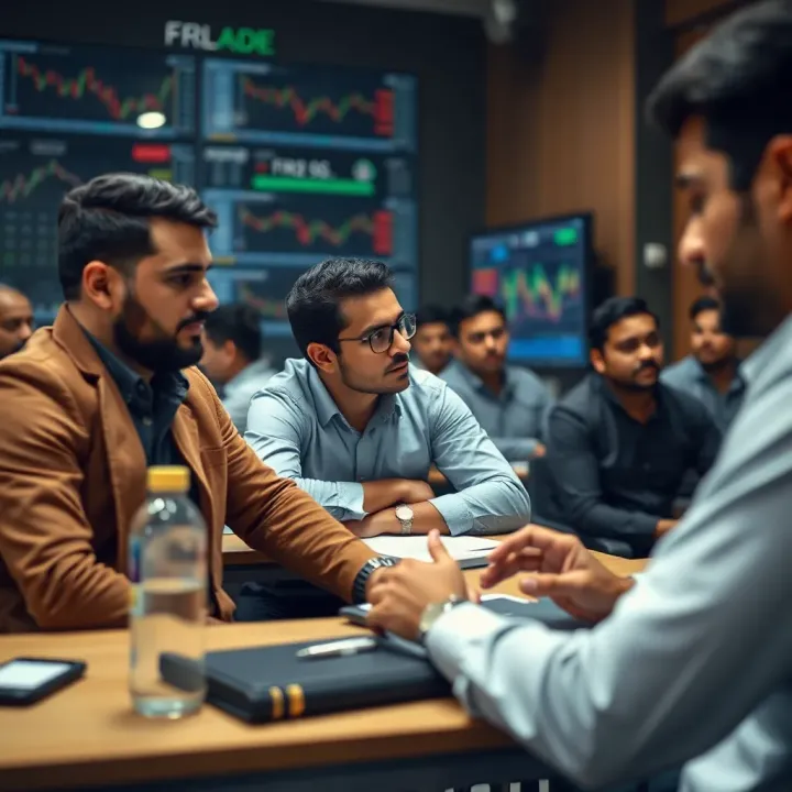 Classroom setting with students learning forex trading concepts and strategies