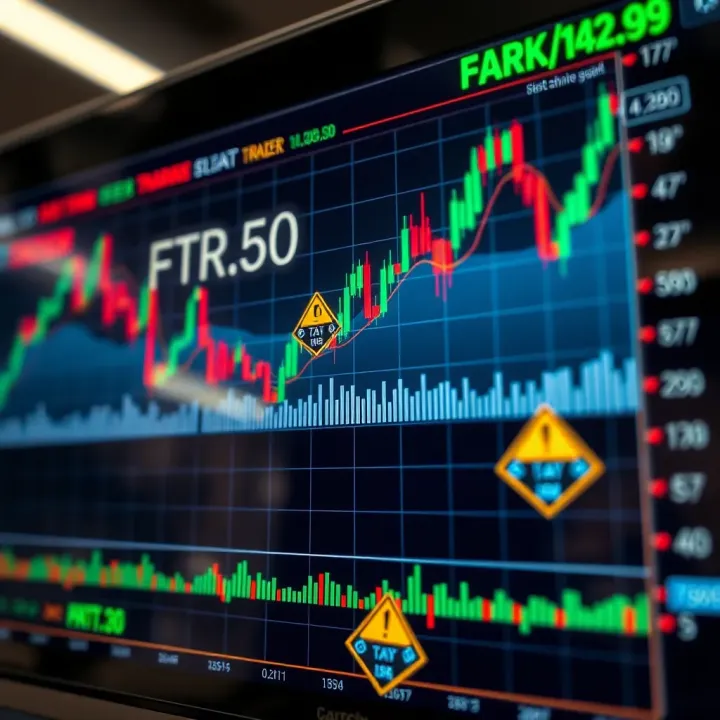 Understanding Risks and Compliance in Forex Trading Chart displaying currency exchange trends with caution symbols for risk awareness