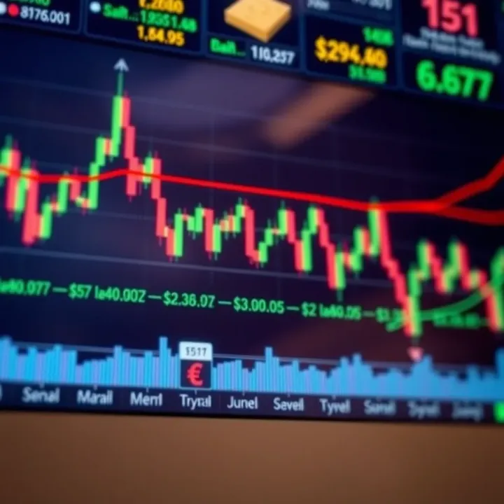 Graph showing fluctuating currency exchange rates with highlighted points indicating trading signals