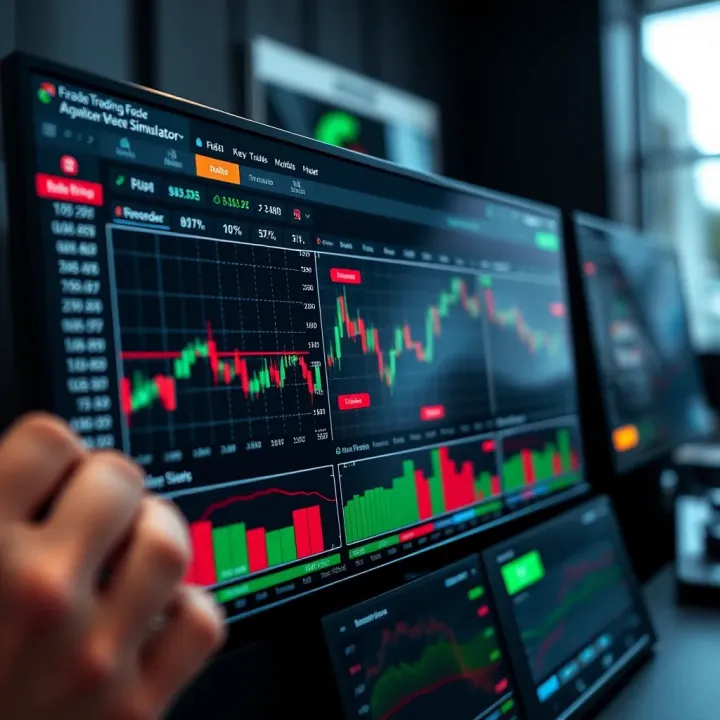 Dashboard of a forex trading simulator displaying key features and market indicators